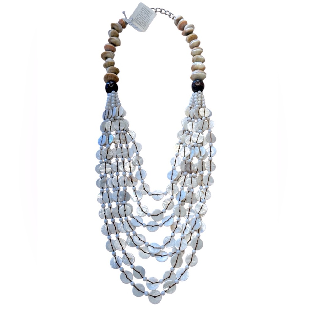 Gardenia Jewelry NEW Freshwater Pearl Mother of Pearl Stone Wood Shell Necklace